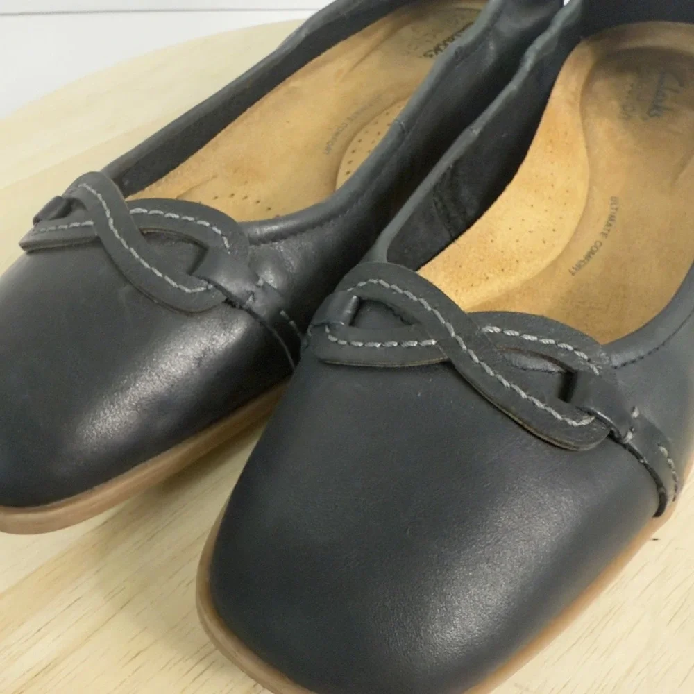 Clarks Collection Women's Shoes Blue Leather Mary Jane Flats Size 10M‎